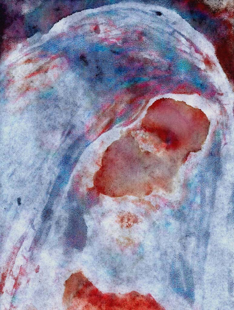 Watercolor bleed-through of 4-year-old  Jordan A. Cook&#039;s painting of a dove