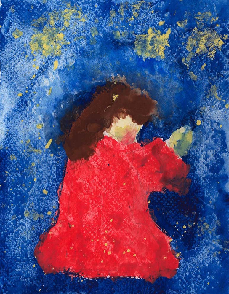 Watercolor painting by 3-year-old Jordan A. Cook of Mary.